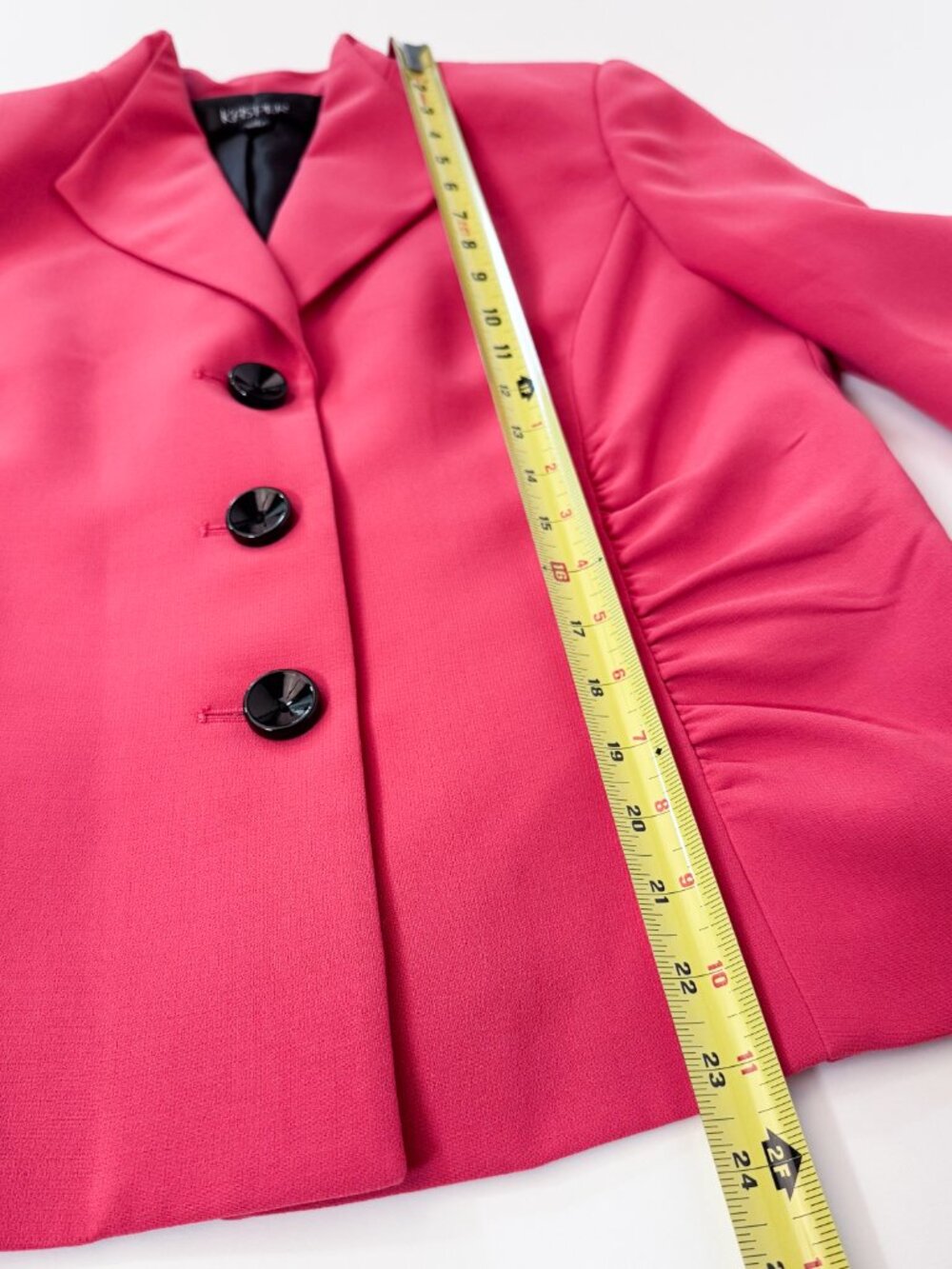 Hot Pink Ruched Portrait Collar Blazer Sz 12 Vintage Corpcore Elle Woods Barbie - Picture 11 of 14